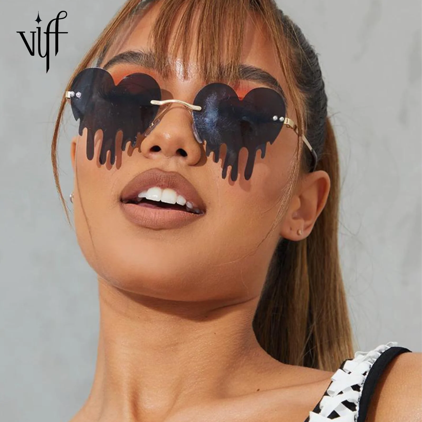 

VIFF HM20115 Fashion Style Girls Sun Glasses River Party Heart Drip Sunglasses, Multi