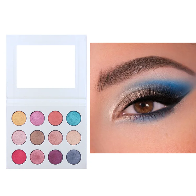 

New Shimmer 12 Color White Package Private Label Palette Custom logo Eyeshadow Matte Highly Pigment Eye Shadow, 12 colors