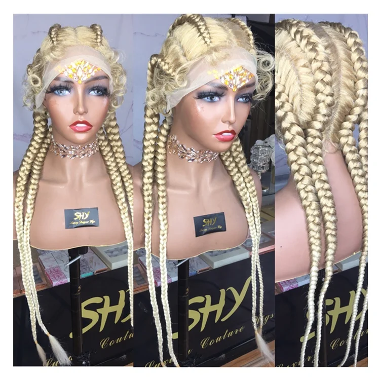 

Ready to Ship 30 Inch Cheap Braided Wig Braiding Synthetic Lace Front Wigs For Black White Women