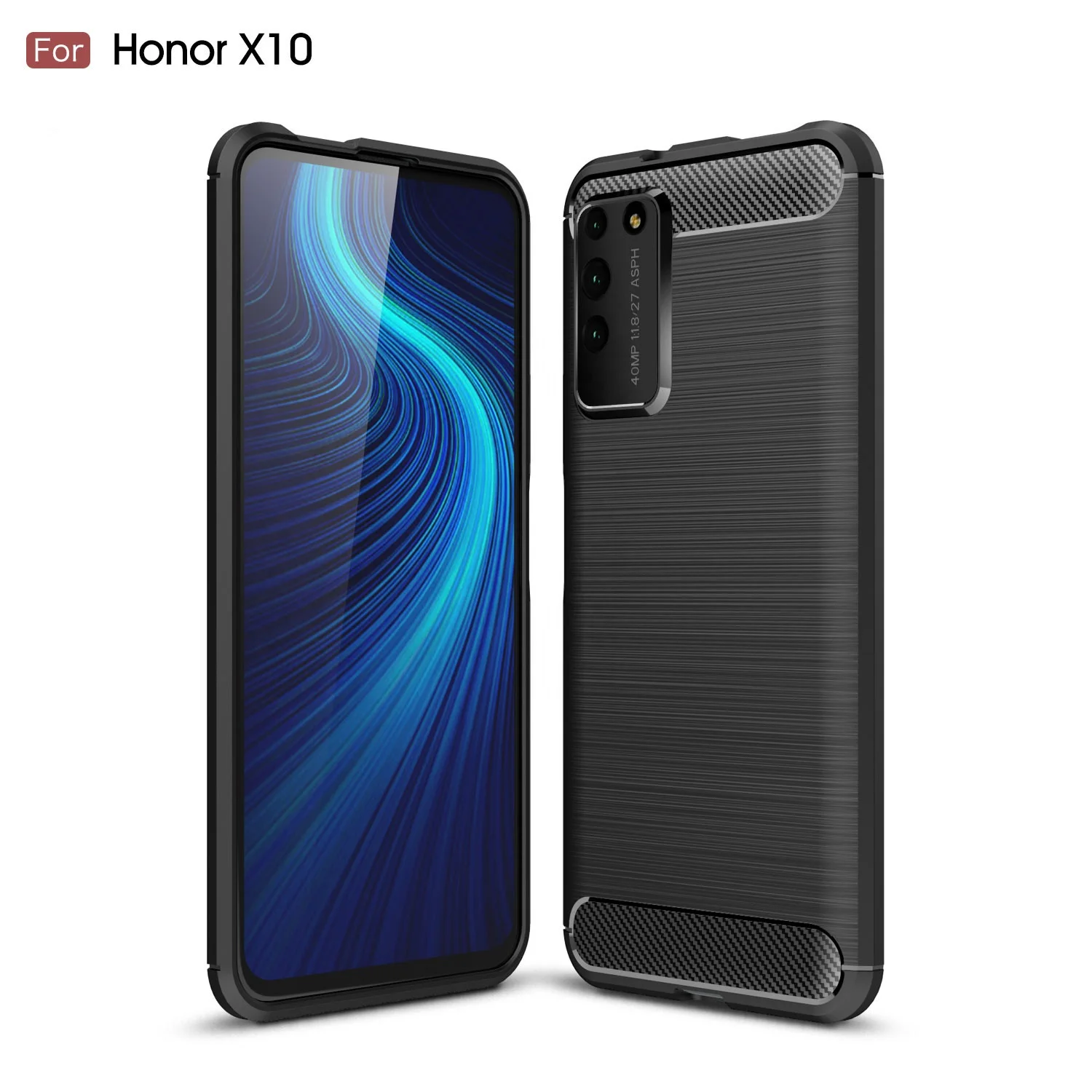 

Shockproof TPU carbon fiber phone back cover case for Huawei honor X10, Multi-color, can be customized