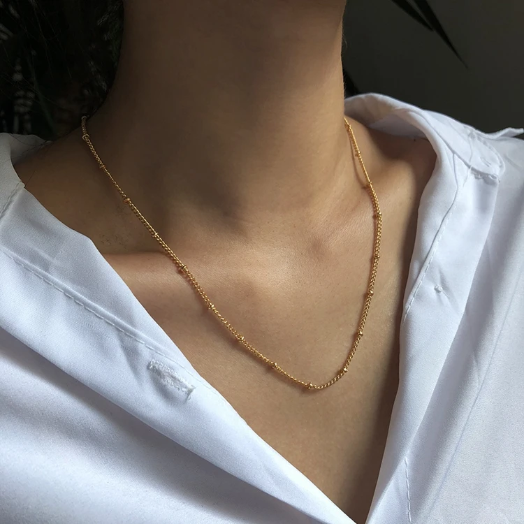 Women Ultra Thin Choker Necklace Design Fashion Gold Thin Chains