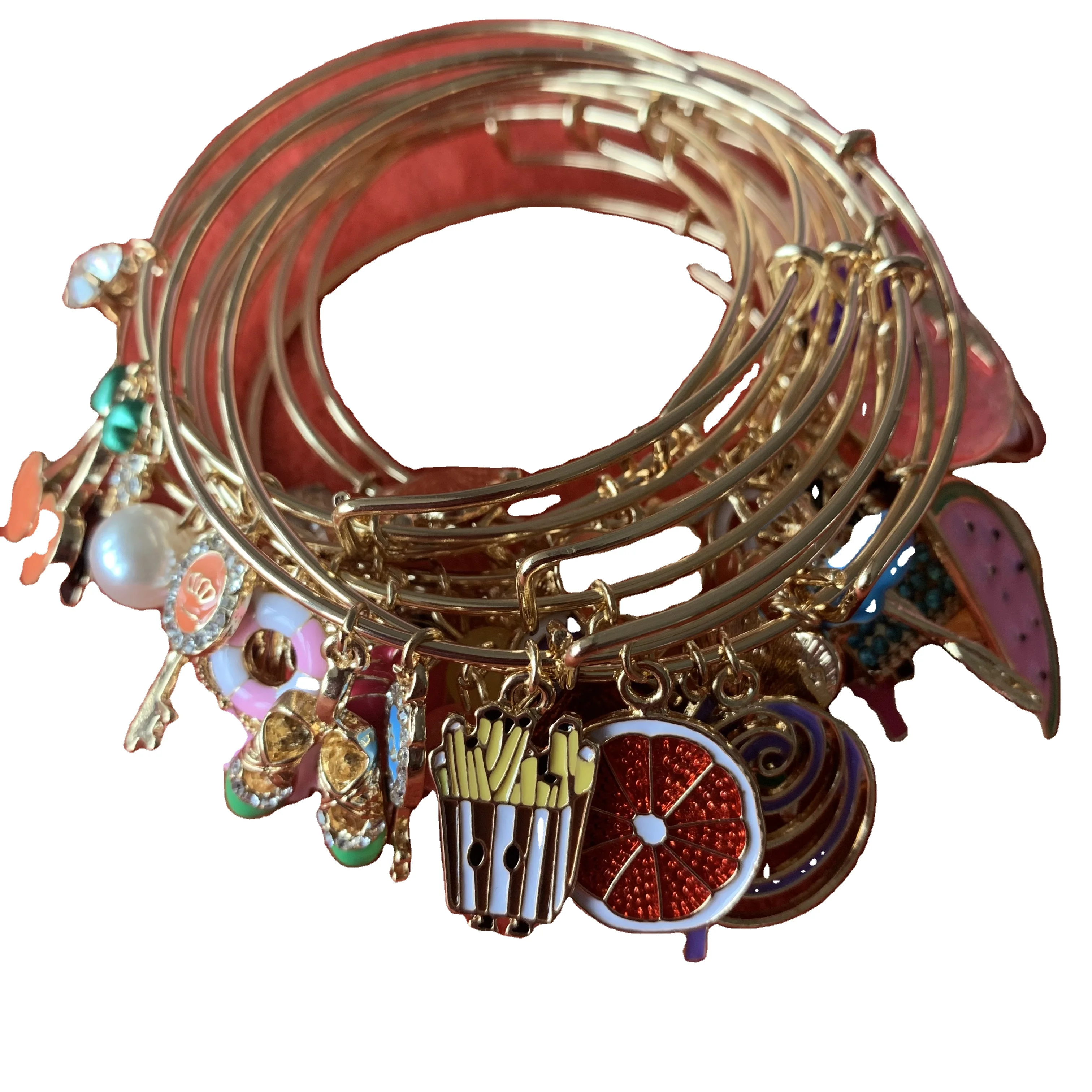 

new design girls teengars enamel charm expandable bangles bracelets kids bling colorful charm bracelets custom charm bracelet