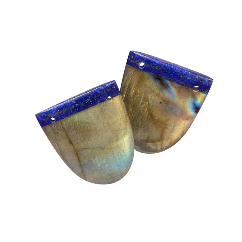 

European Dangle Drop Earring Inlaid Lapis Lazuli And Labradorite Beads