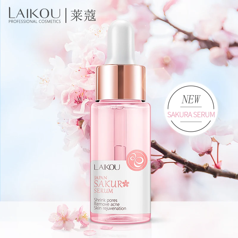 

LAIKOU Sakura Skin Care Serum Shrink Pores Remove Acne Skin Whitening Serum Vitamin C Serum For Skin, Transparent