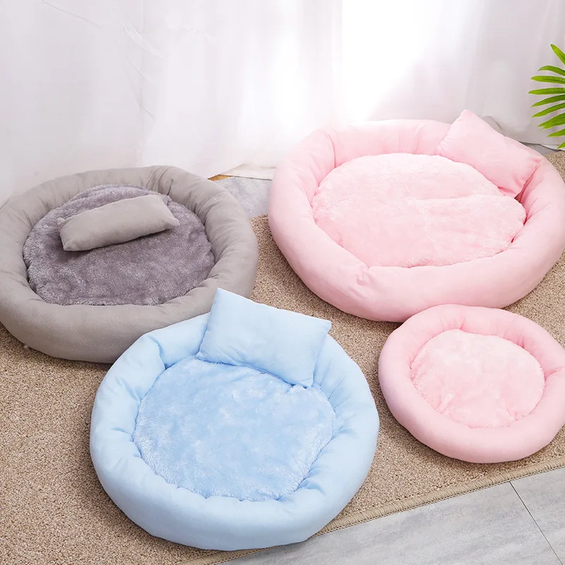 

Wholesale Comfortable Soft Warm S-Xl Round Plush Pet Mat Bed