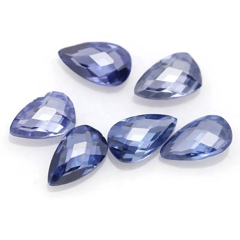 

European machine faceted checkerboard cut synthetic sapphire gemstones from china, Tanzanite