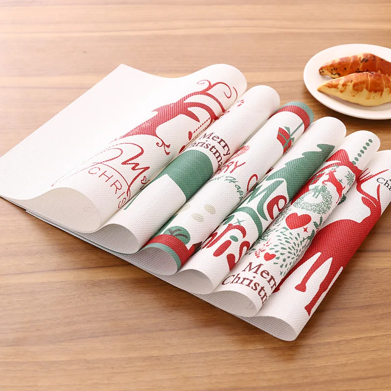 

Wholesale Western Christmas PVC Nordic Red Green Deer Waterproof Table Placemat Dining Table Mat