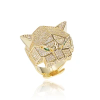 

Fashion Personalized Gold plated Colors Available Micro Pave Full Cubic Zirconia Leopard Head Ring For Women and Men unisex