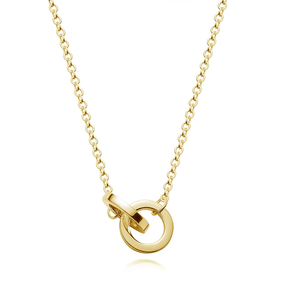

Factory Wholesale Necklace 925 Sterling Silver Jewelry 14K Gold Plated Connection Pendant Necklace