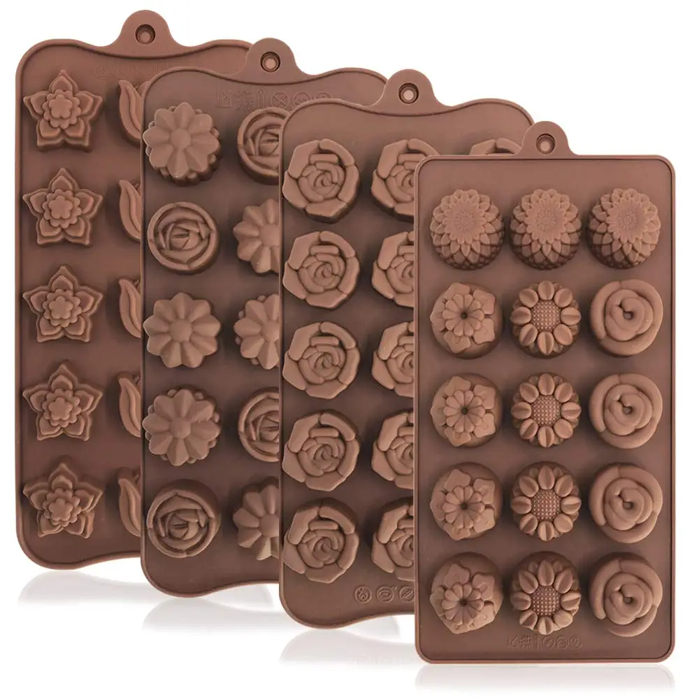 

Flower 3-Piece Candy Set, Silicone Chocolate Ice Cube Molds, Tulip Rose Sunflower Lotus Shapes moldes de silicona