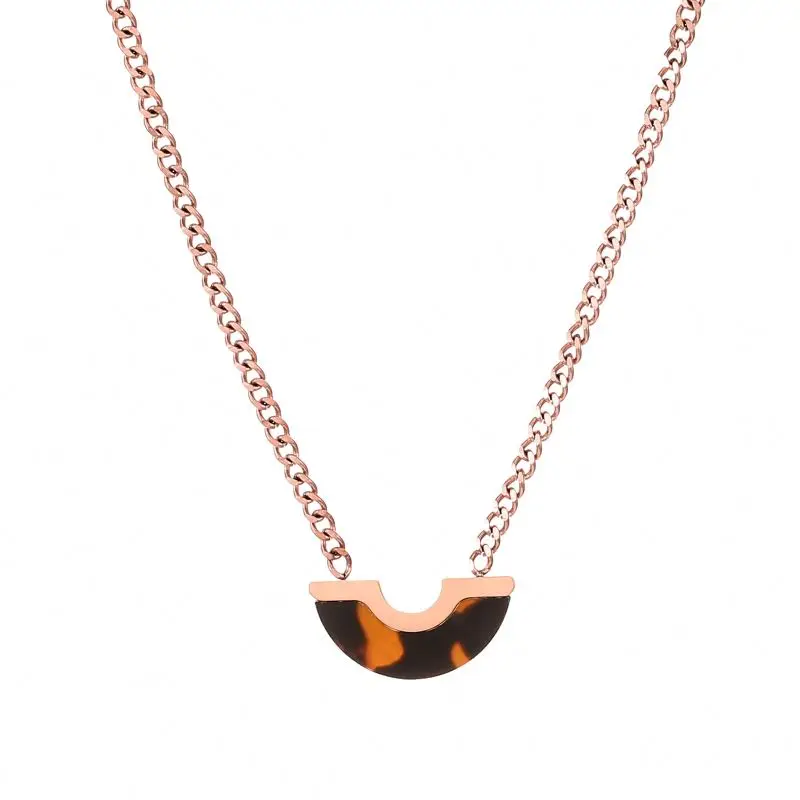 

Kpop Fashion Manufacturer Supply High Quality Stainless Steel Rose Gold Plated Pendant Necklace