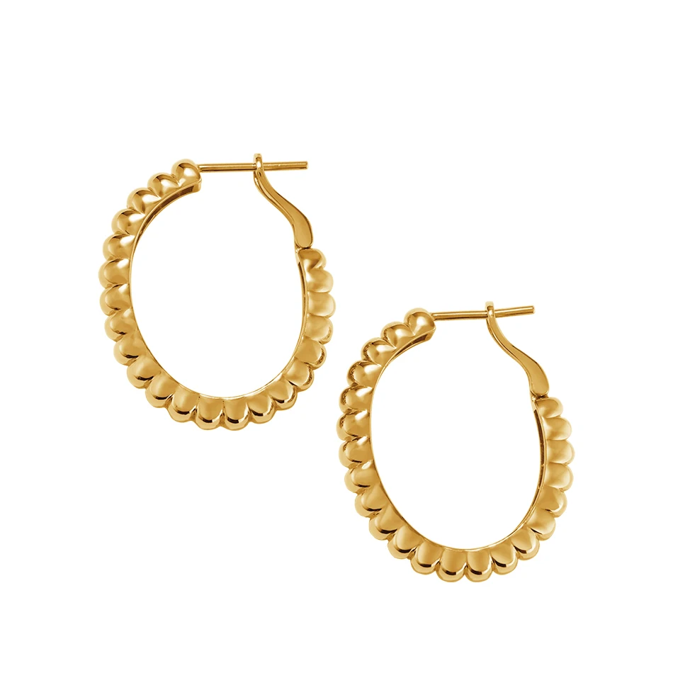 

18k gold plated simple fashion bead jewelry earrings 925 sterling silver large charlotte hoop earrings