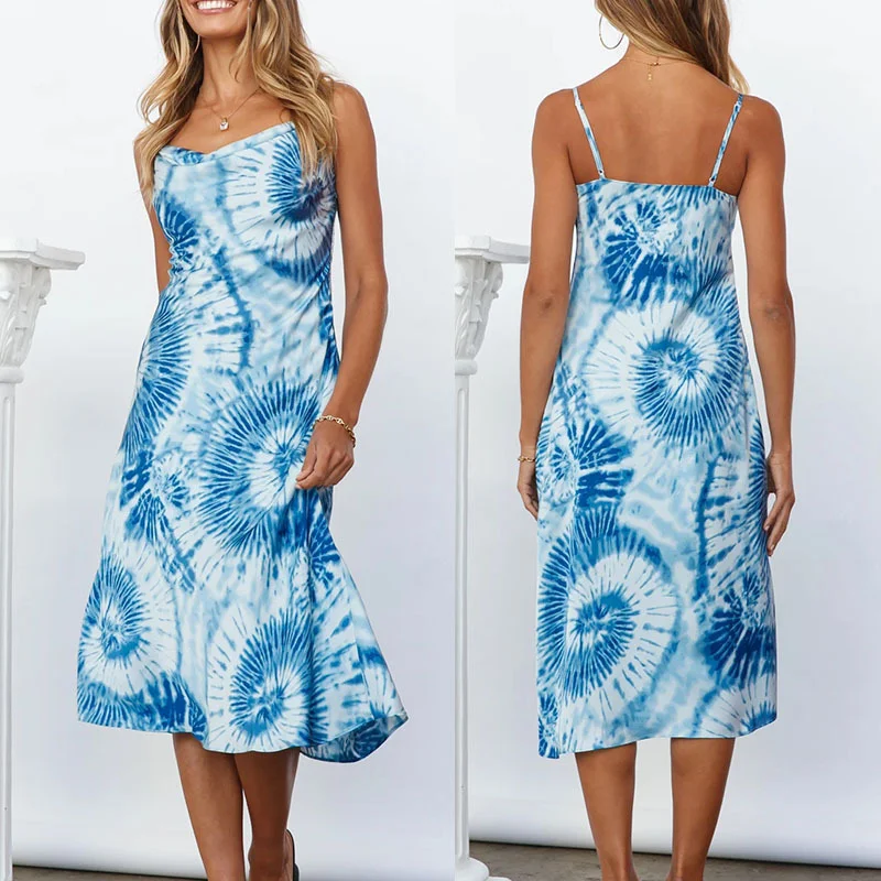 

Ready to Ship Floral Dress Woman Summer Floral Dress 2021 Beach Spaghetti Strap Dress