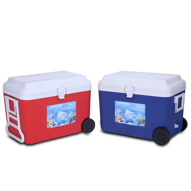 

Gint Amazon Hot Selling 50L Outdoor Camping Fishing Ice Chest Handled Cooler Box with Wheels, Customized color acceptable