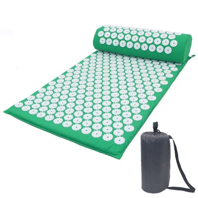 

High Quality Acupressure Nail Yoga Mat and Pillow Set Kit for Back Neck Pain Relief, Black,green,blue,purple,gray