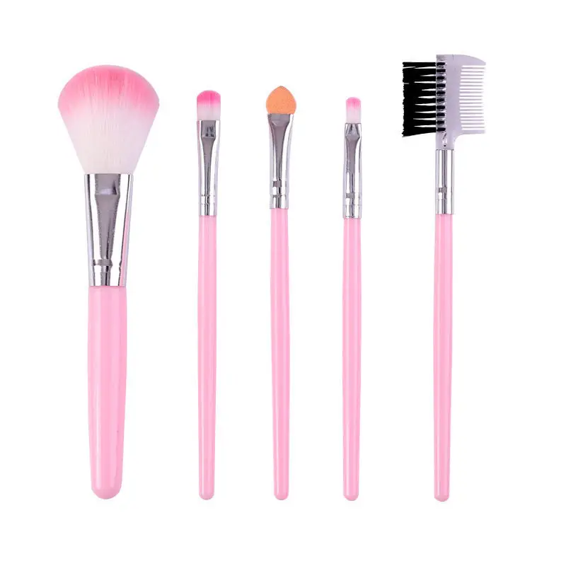 

2021 Hot selling wholesale Lovely pink makeup 5 pcs brushes a set in stock