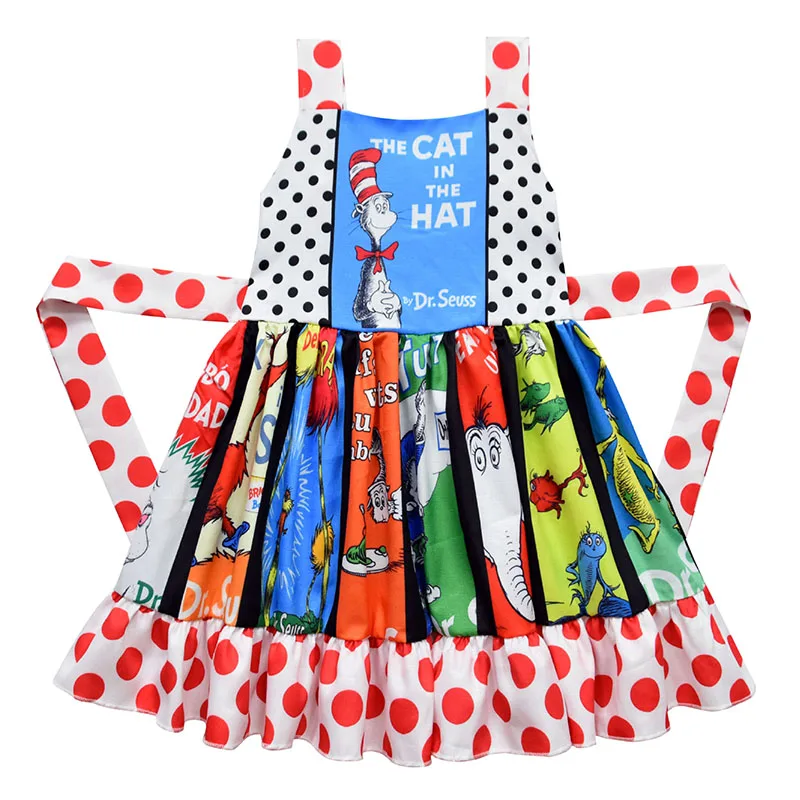 

RTS sleeveless cute cartoon print baby dress fashion christmas little girls dresses, As picture show