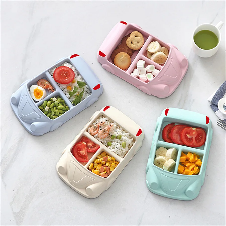 

Bamboo Fiber Children's Plate Separate car Tableware Baby Feeding Sets Children Tableware