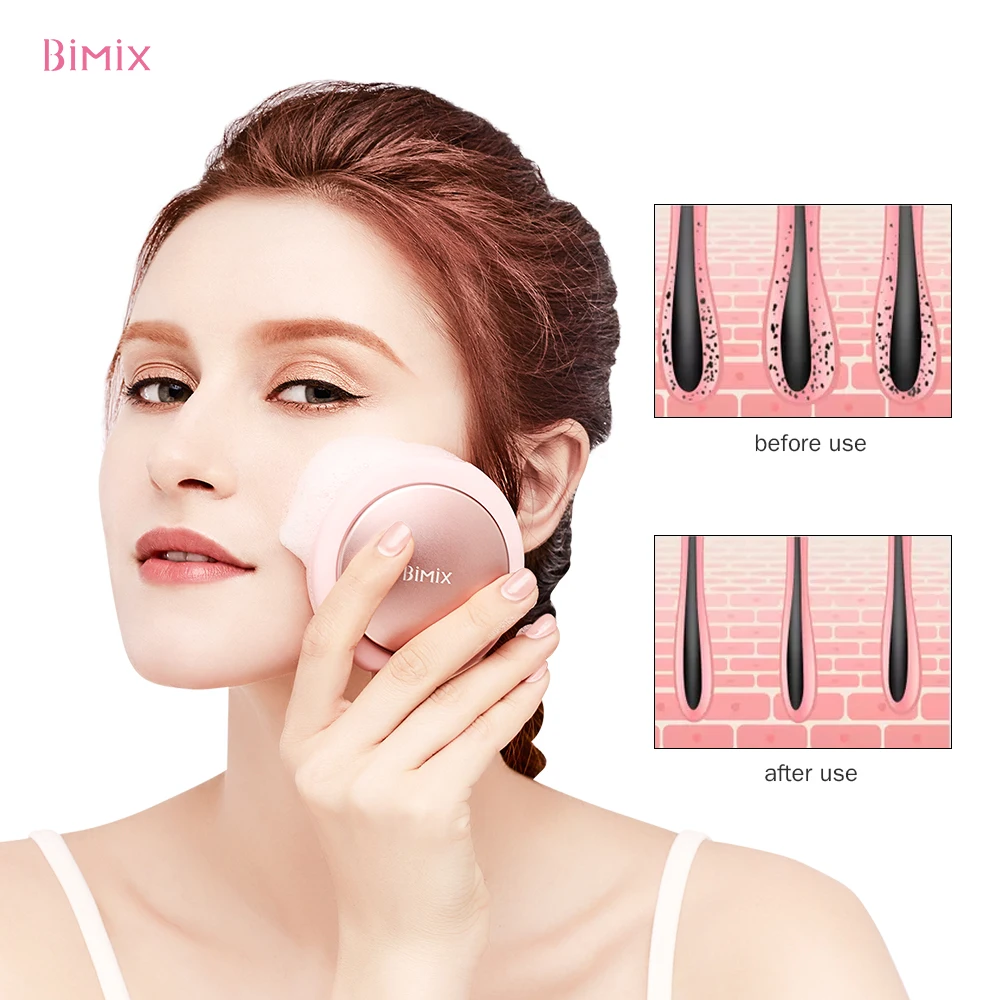

BIMIX High quality beauty personal care makeup electric small sun thermal portable silicone facial cleansing brush, Cherry pink and ome