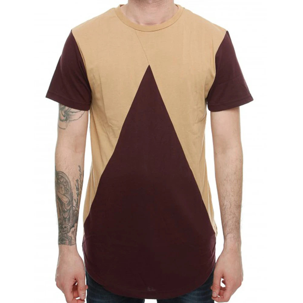 

New stitching tricolor round neck T-shirt street style t-shirt Colorblock T-shirt