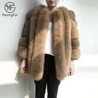 

Factory Direct Sale Winter Italian Fashion Women Camel Fur Overcoat Super Soft Warm Real Fox Fur Coat