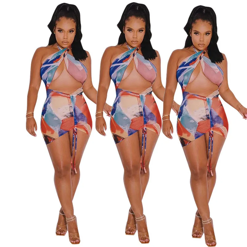 

Hot Sale 2021 Summer Sexy Beachwear Lace Halter Pleated Bodysuits Hollow Out Jumpsuits For Women, Picture