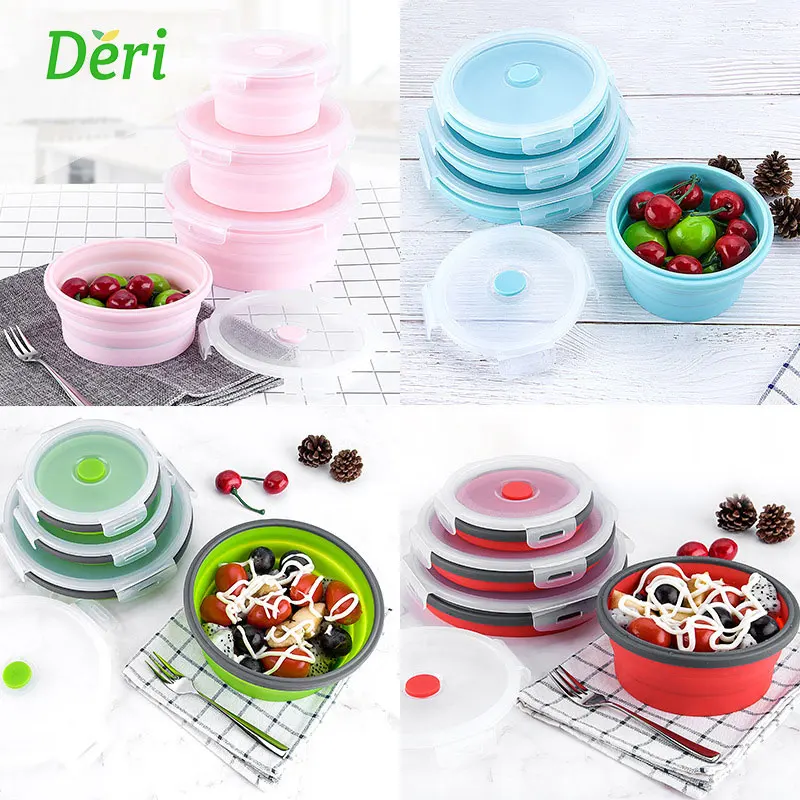 

Professional design custom 500ml collapsible silicone food storage container