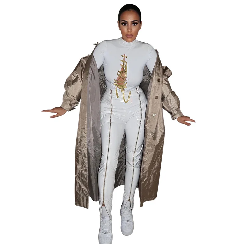 

Golden Metal Chain White Top Sexy Clubwear Women Adjustable Lace Up Hollow Out Tops, Available