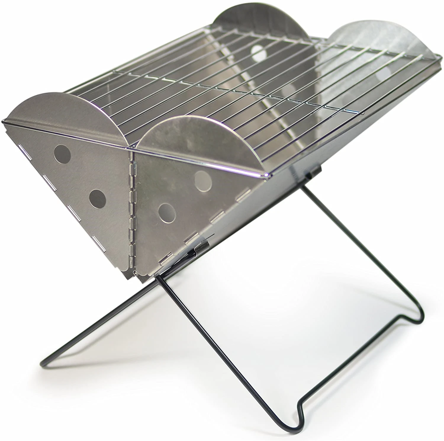 

Flatpack Portable Stainless Steel Grill and Fire Pit, Silver
