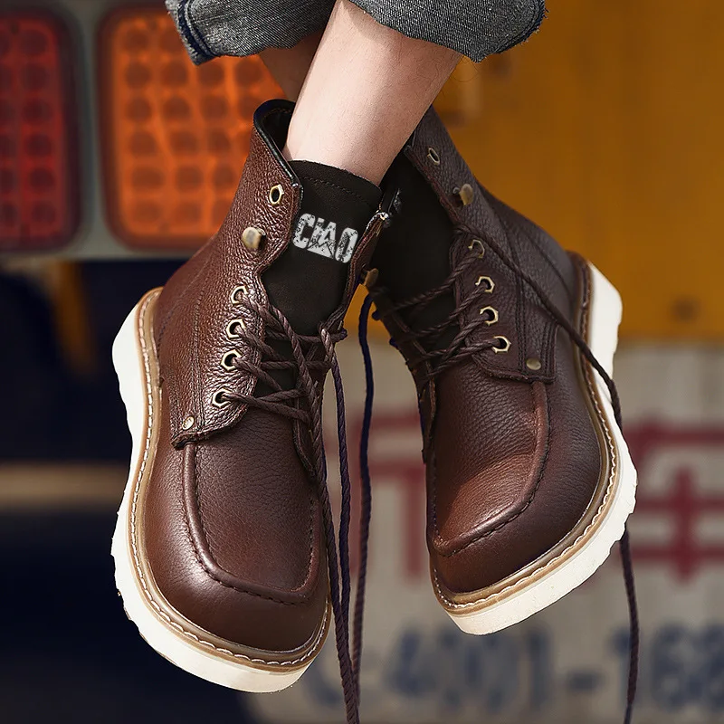 

2021 new wholesale Martin boots men's fall/winter outdoor mid-top work boots top layer leather shoes with original Caterpillar
