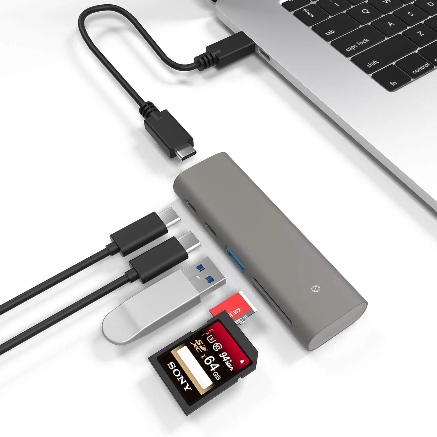 

wholesale aluminum usb c hub 5port TF card reader type-c pd hub