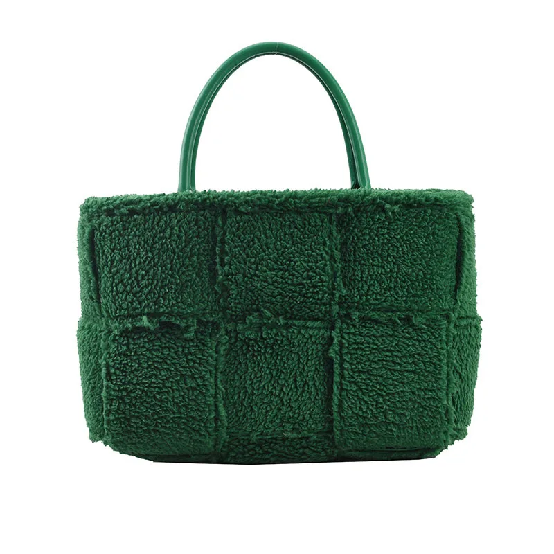 

2021 Autumn New Trendy Personality Plush Bag Female Bag Handbag Texture Trend Ins Hand Carry Square Bag, 5 colors