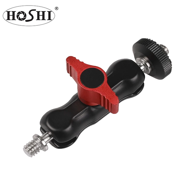 

HOSHI Arm Mount Adapter Friction Magic Arm with Multi-Function Double Ball head 1/4" for Camera Cage Rig LCD Monitor LED Light, Black&red