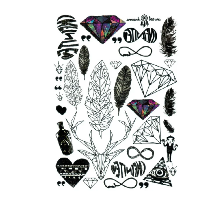

Best selling popular high quality black sexy body temporary tattoo stickers, Cmyk