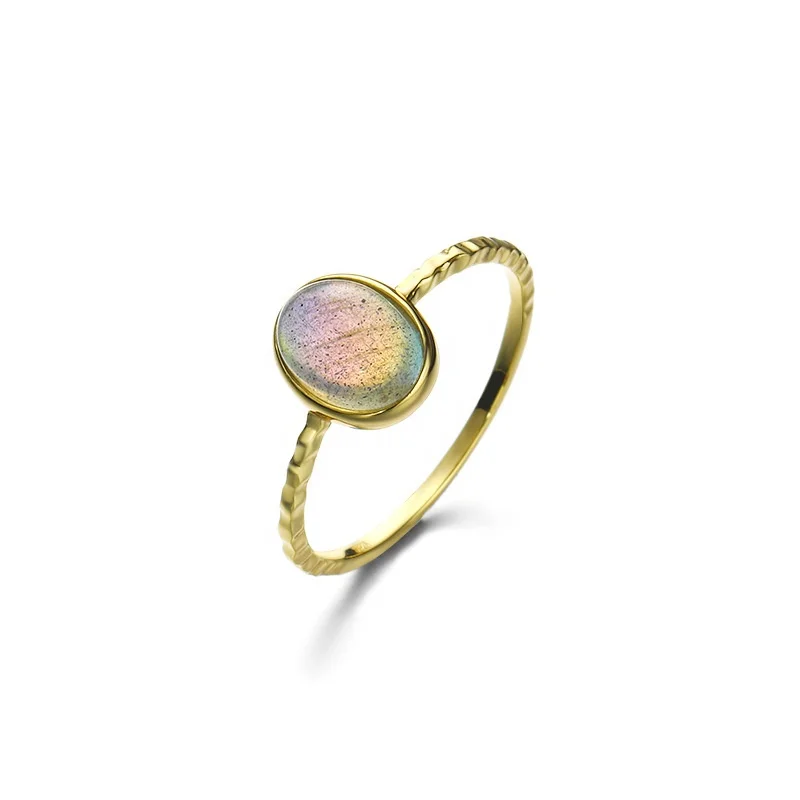 

Custom Minimalist Labradorite silver ring 925 sterling gold plated Colorful real 925 sterling silver jewelry women, White gold (rose gold, yellow are avaliable)