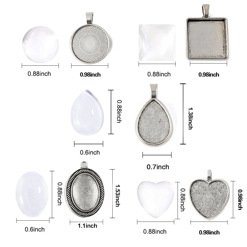 

Silver Cameo Cabochon Base Setting Pendants DIY Alloy Jewelry Accessories Blank Bezel Set Photo Pendant Jewelry Accessories