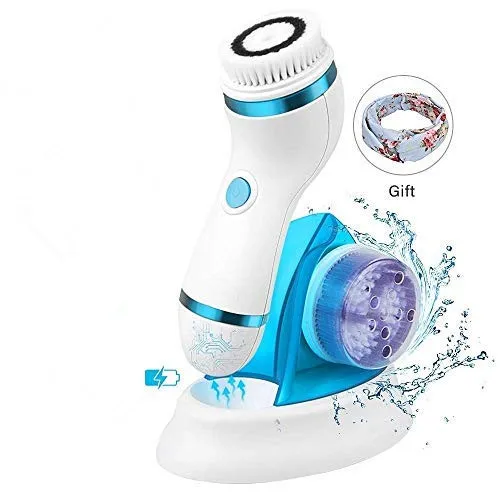 

2020 beauty device 3 in 1 beauty instrument magnetic spin manual facial cleaning brush machine with wireless charging, White/orange/customized