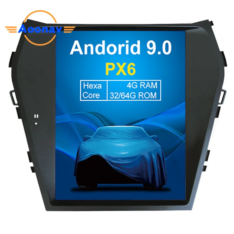 

AOONAV Hot Sale Factory Price Android 9 portable dvd player GPS For Hyundai IX45/Sante Fe 2014 navigation system radio WIFI, Black