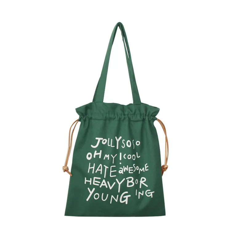 Wholesale young girl custom letter canvas tote bag with strings