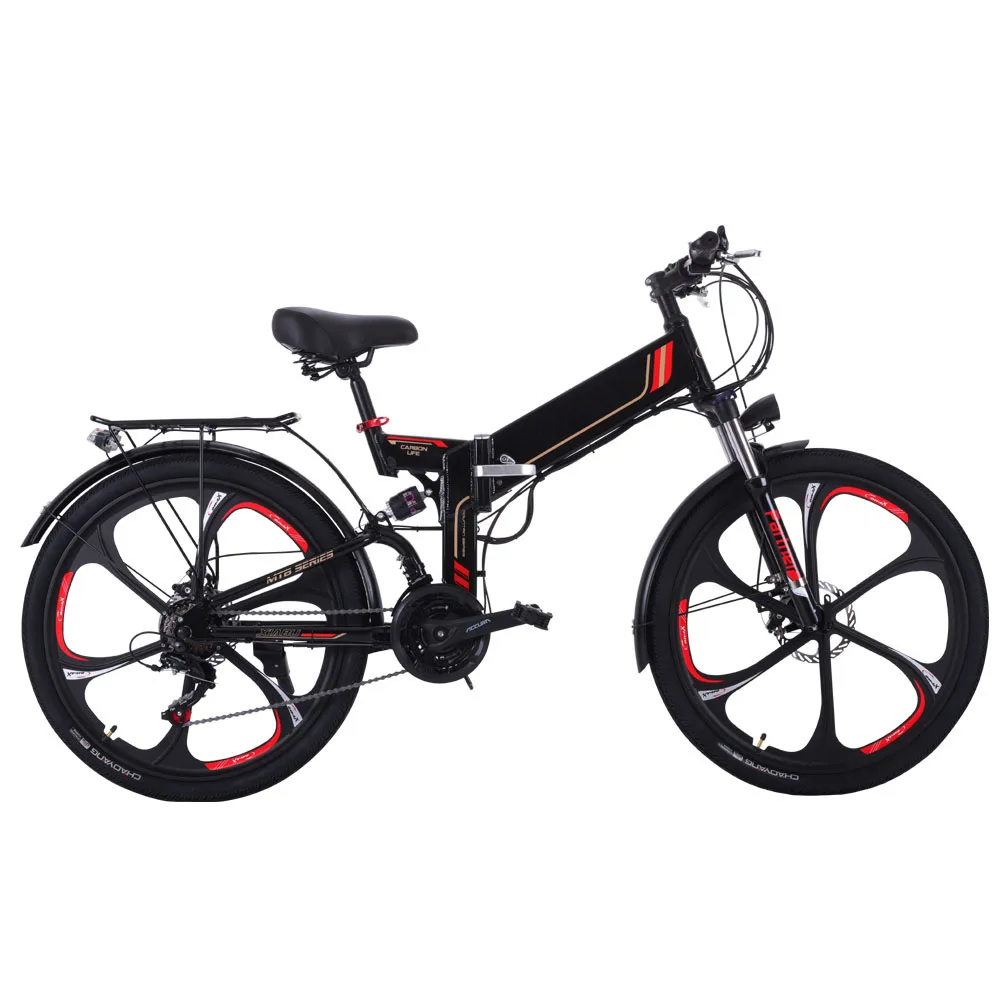 

21 Speed 48V 250W 350W Ebike Black White Folding Electric Bike With CE Certificate, Black or white