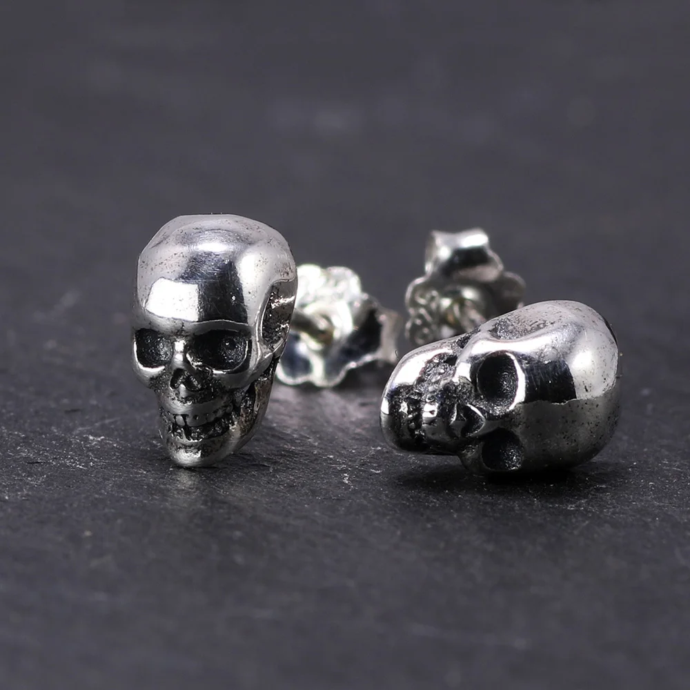 Real 925 Sterling Silver Skull Earrings Studs Set Small Stud Earring Vintage Jewelry For Men And Women Brinco Masculino