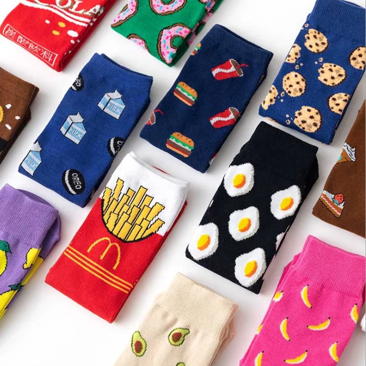 

Funny cute Fruit food animal sock for women Bulk wholesale custom premium cotton socks women, Pantone color