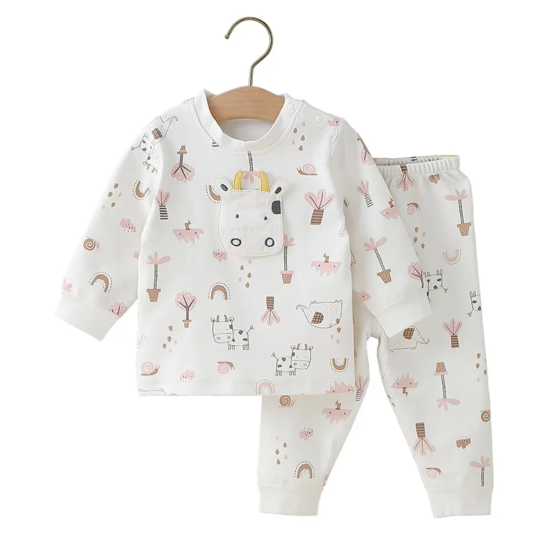 

Children's Thermal Underwear Set Fall/Winter Pure Cotton Printed Shurong Cotton Spring Outing Baby Set