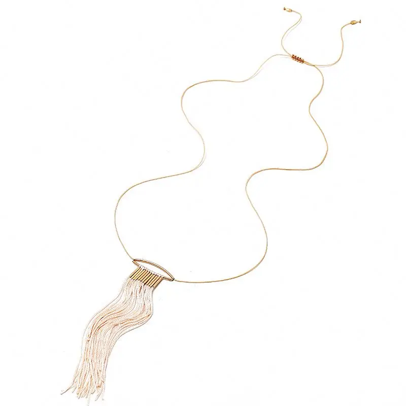 

Friendship style long tassel necklace, Worn gold