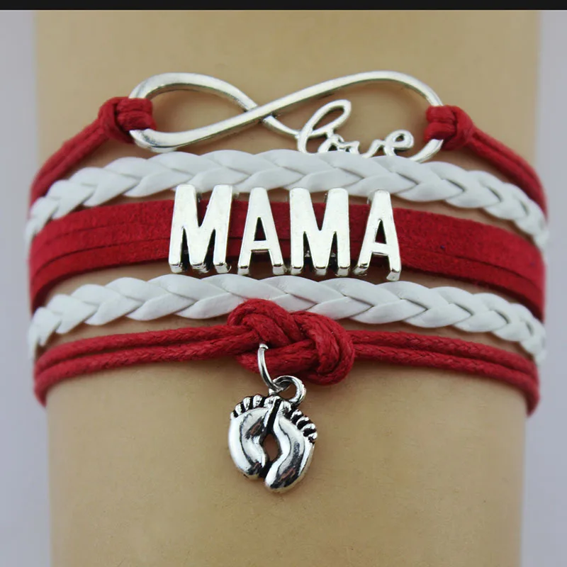 

2021 Sailing Jewelry Elastic Braided Mama Infinity Bracelet Hand-woven Mama Infinity Charm Bracelet