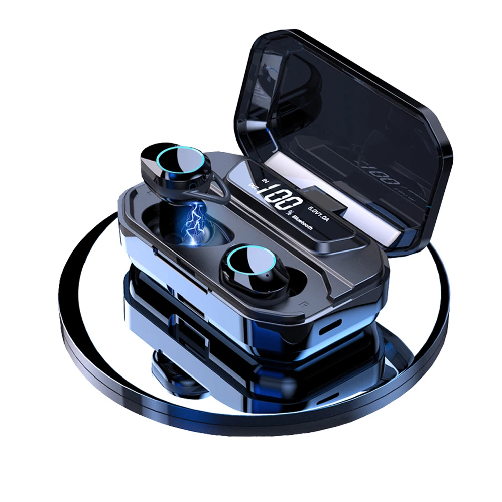 G02 TWS 5.0 earphone  9D Stereo Wireless headphones IPX7 Waterproof Earphones headset with 3300mAh LED Smart Power Bank