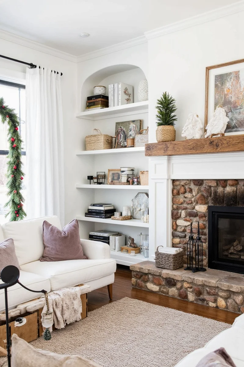 Creative Christmas stocking display idea with personalized tags