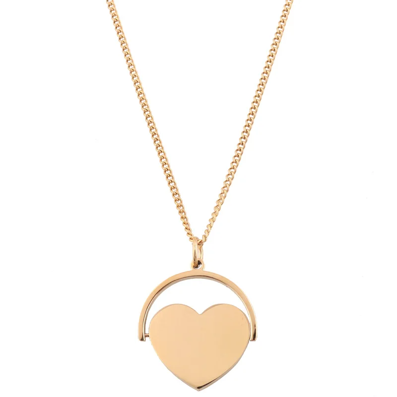 

Gold Plated Personalized Blank Stamp Heart Shape Stainless Steel Jewelry Necklace, Ip gold