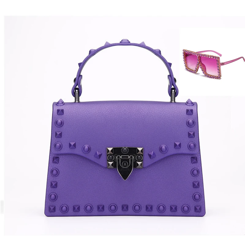 

Fashion combination pvc candy color jelly bags women glasses ladies shoulder crossbody handbags purse and sunglasses set, 10colors