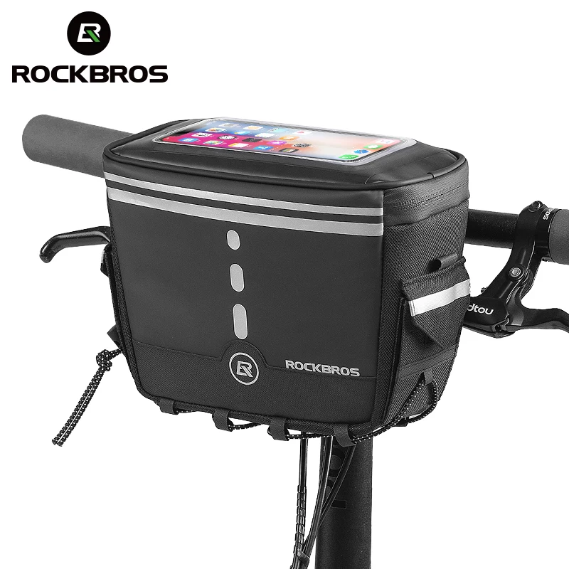 

ROCKBROS Bike Motorcycle Waterproof Front Handlebar Pannier bag Top Tube Touch Screen Phone Case Bag, Black